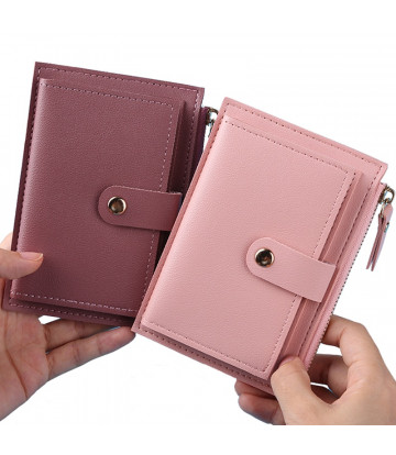 Moda Mujer Carteras Cuero Monedero Femenino Mini Hasp Sólido Multi-Tarjetas Titular Coin Carteras Cortas Slim Small Wallet Zippe