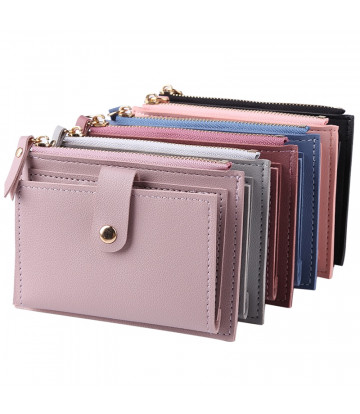 Moda Mujer Carteras Cuero Monedero Femenino Mini Hasp Sólido Multi-Tarjetas Titular Coin Carteras Cortas Slim Small Wallet Zippe