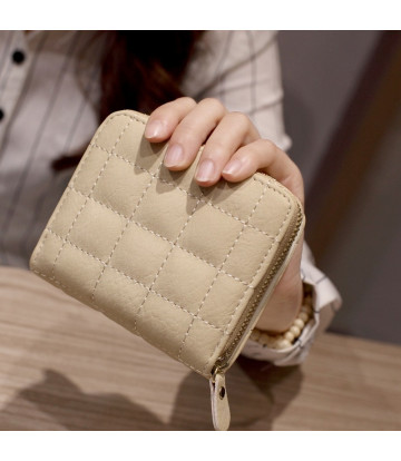 Women Short Wallets PU Leather Female Plaid Purses Nubuck Card Holder Wallet Fashion Woman Small Zipper Wallet With Coin Purse