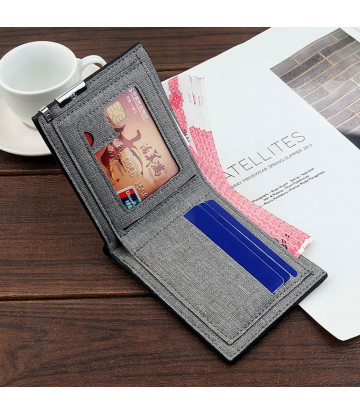 Portefeuille pour hommes Coin Bourse Short Slim Portefeuille pour hommes Carte de crédit Bi-fold Canvas Wallet Casual Card Holde