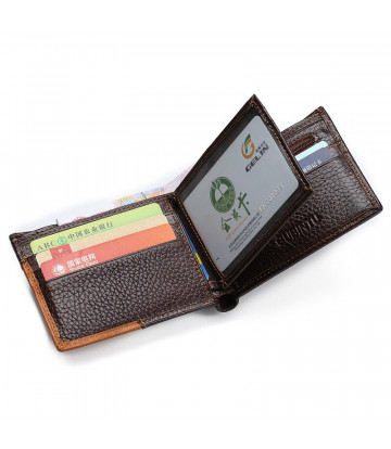 100% Cow Genuine Leather Men Wallet Many Departments Short Bifold Man Wallets Zipper Coin Pocket Card Holder Purses Male Wallets